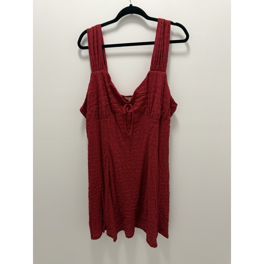 No Comment Plus Red Textured Tie-Front Mini Dress – Size 3X Juniors‎ Plus